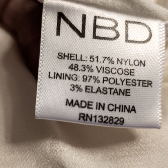 NBD x Revolve Only Yours Lace Mini Asymmetrical Dress Cream Size S - Picture 9 of 9